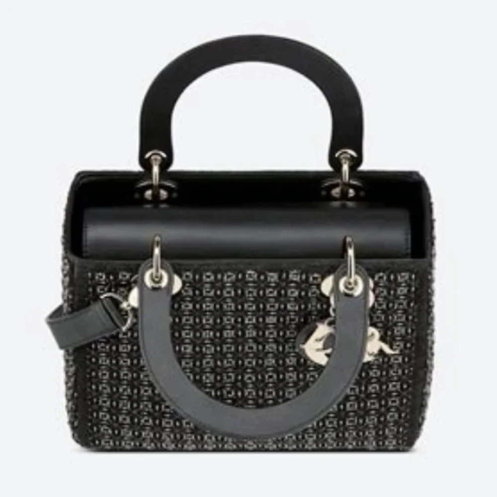 BNIB! Ultra Rare!!! AUTHENTIC CHRISTIAN DIOR MEDIUM LADY DIOR BAG - BLACK Beaded - Picture 7 of 17